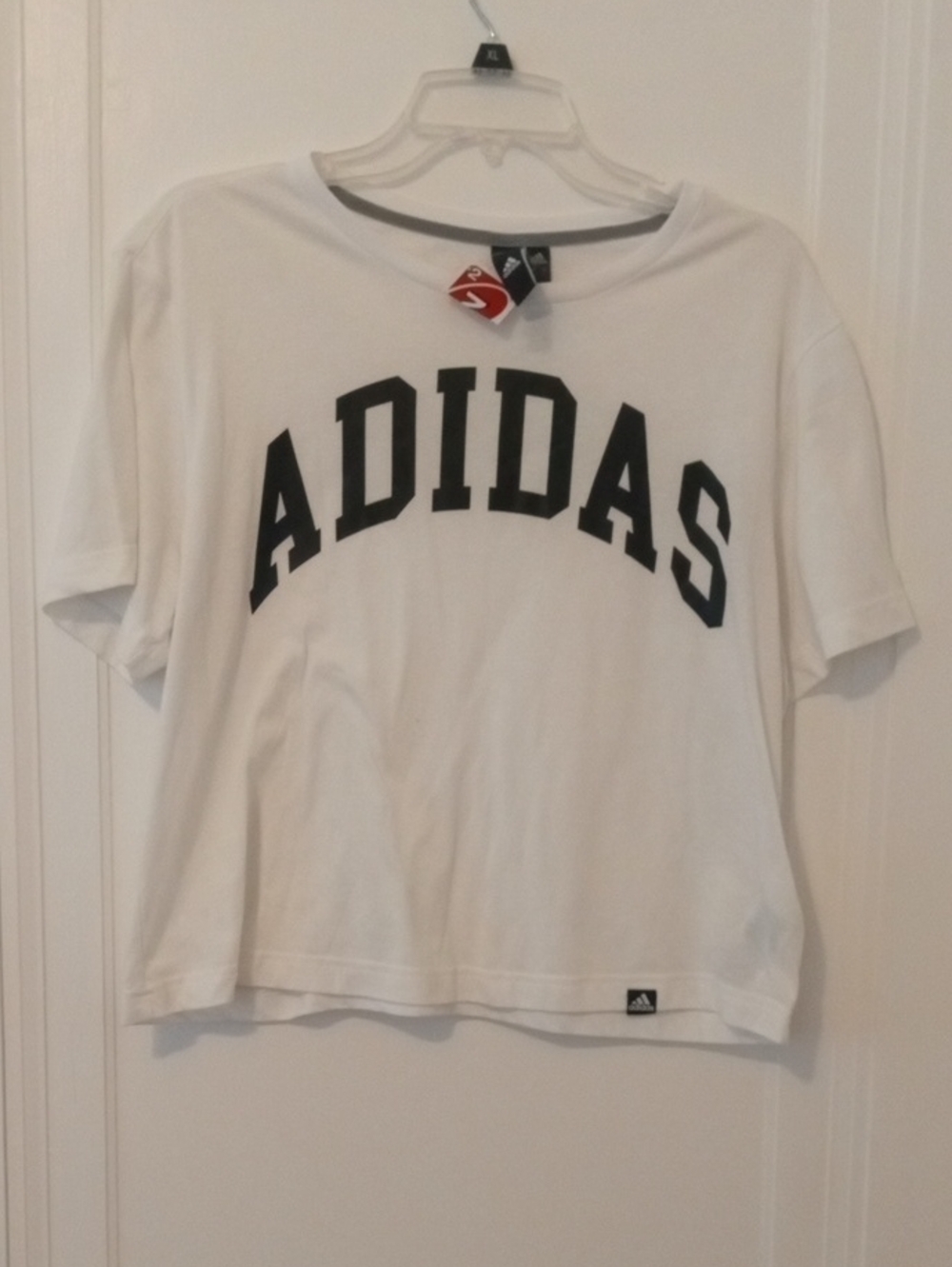 NWOT ADIDAS crop tshirt women large, white